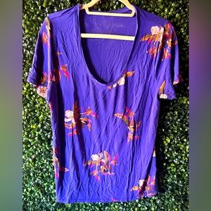 Royal Blue Floral Short Sleeve Tee